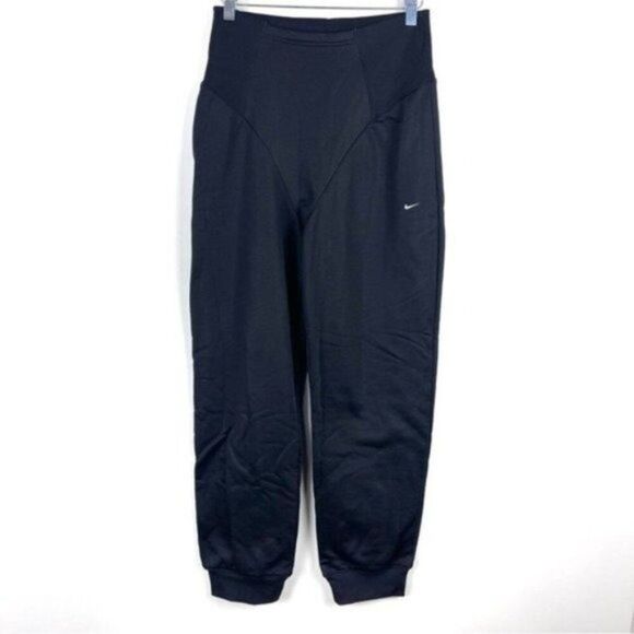 Nike Dri-Fit High Waist Training Pants Fleece Lined Joggers Black Size Medium - Picture 1 of 9
